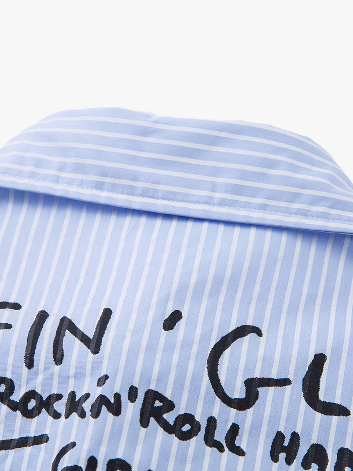Vintage Illustration Striped Faux Two-Piece Shirt - image 4