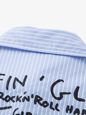 Vintage Illustration Striped Faux Two-Piece Shirt - thumbnail 4
