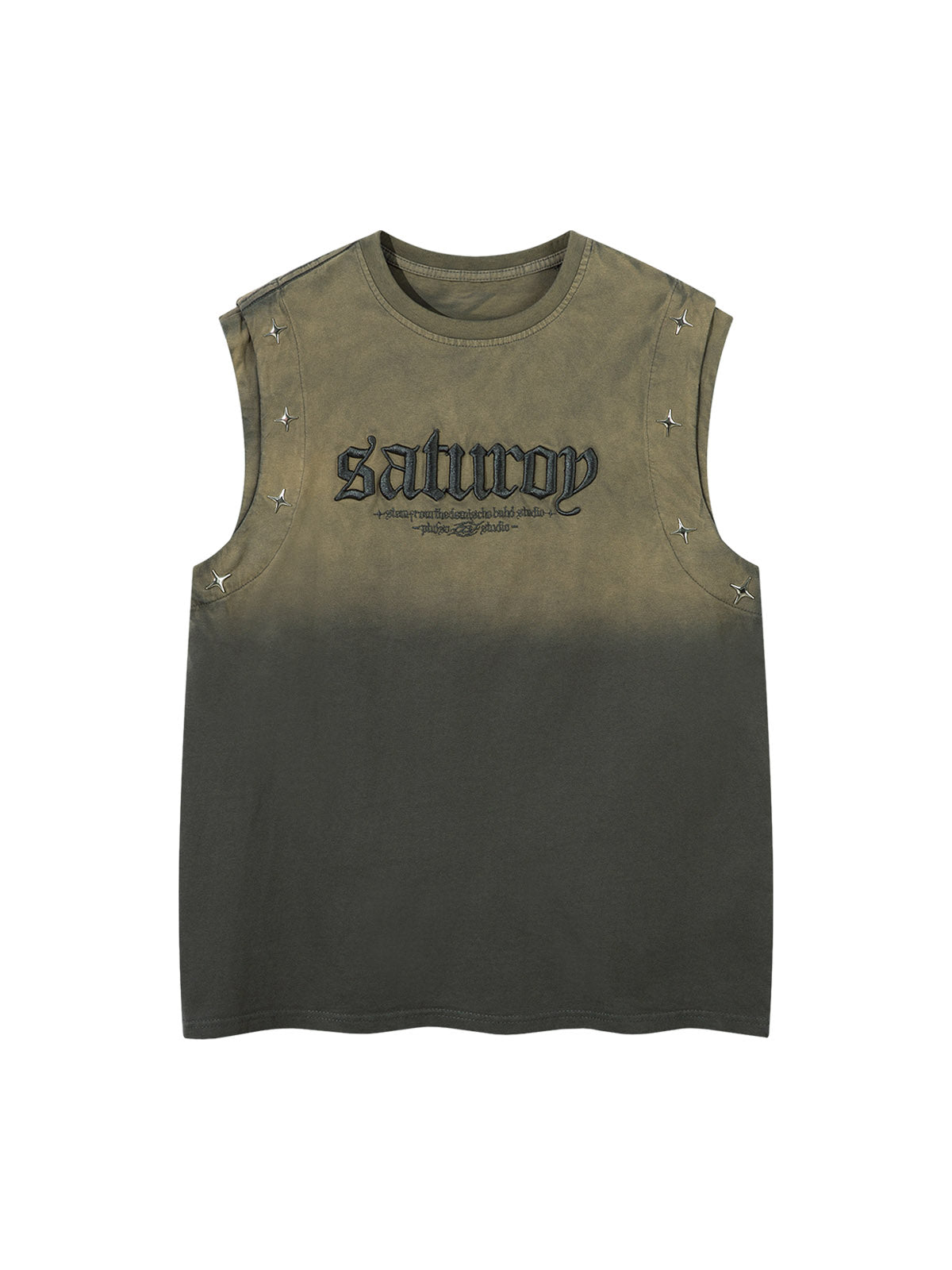 Washed Heavy-duty Letter Embroidered Waistcoat