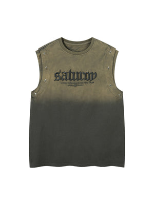 Washed Heavy-duty Letter Embroidered Waistcoat - thumbnail 2