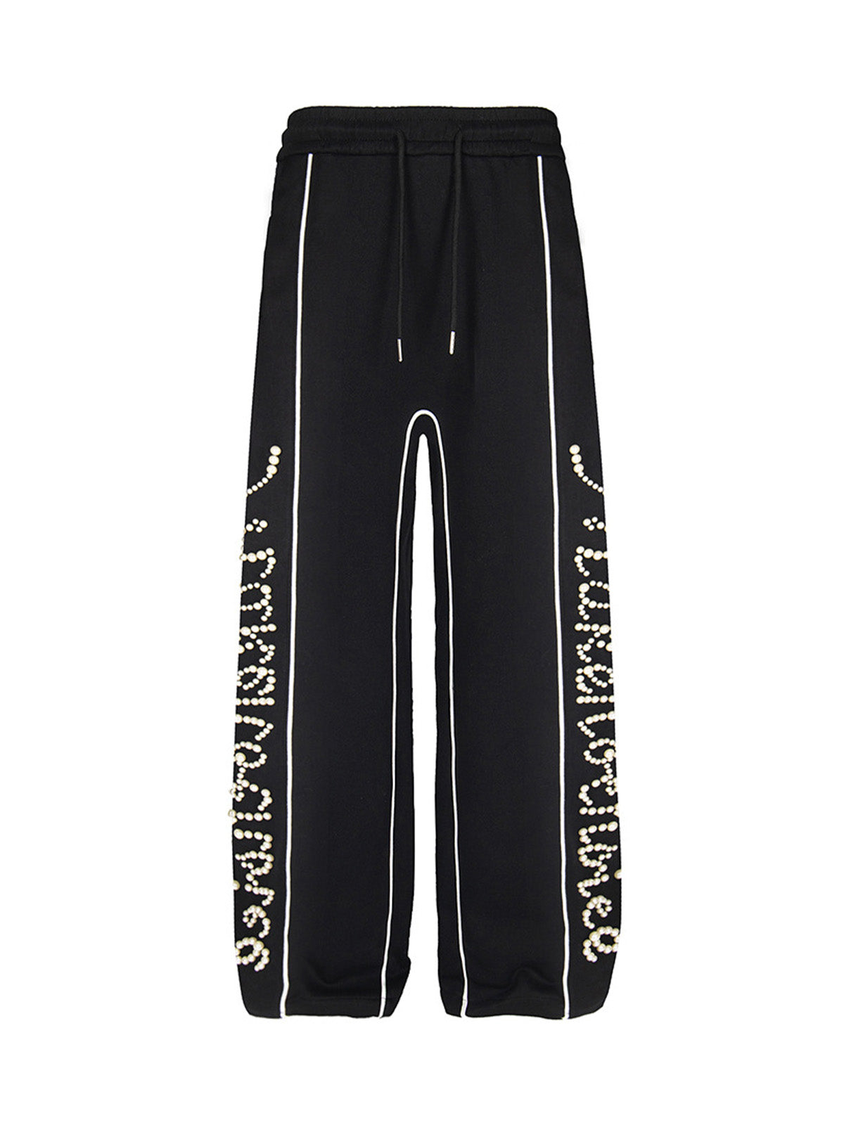 Retro Pearl Design Casual Straight Pants