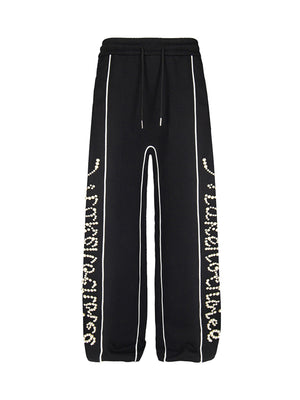 Retro Pearl Design Casual Straight Pants - thumbnail 1
