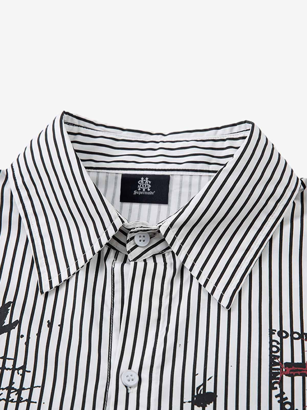 Street Dark Faux Two-Piece Striped Shirt - image 3