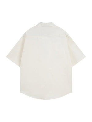 Retro Letter Print Short Sleeve Shirt - thumbnail 3