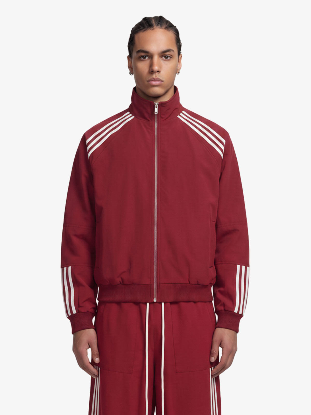 Striped Zip-Up Track Jacket and Wide-Leg Track Pants Set | Xokool