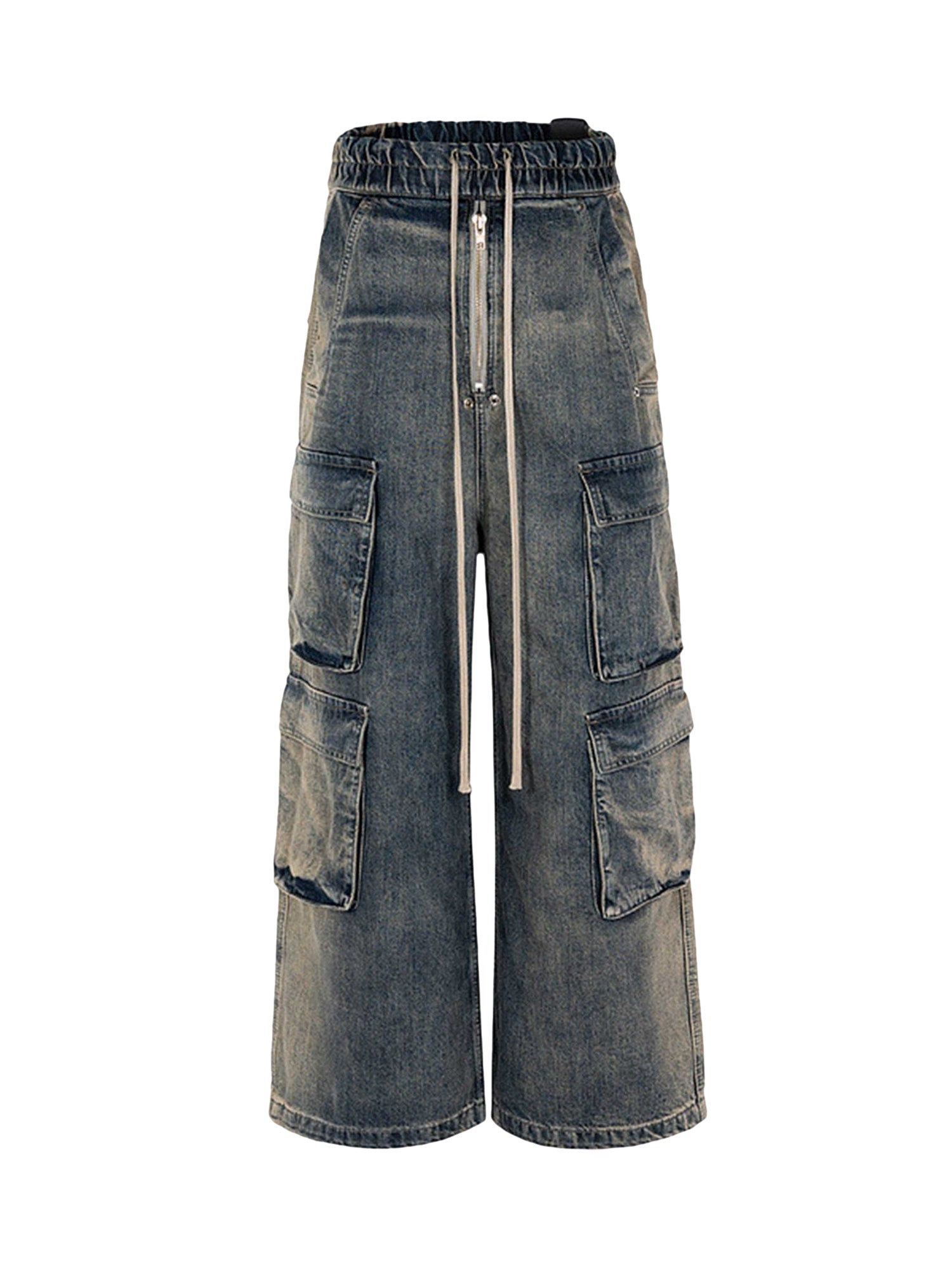 Wide Leg Multi Pocket Straight Leg Loose Jeans Streetwear - 8003