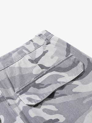 Woven Snow Camouflage Machete Wide-Leg Cargo Barrel Pants - thumbnail 7