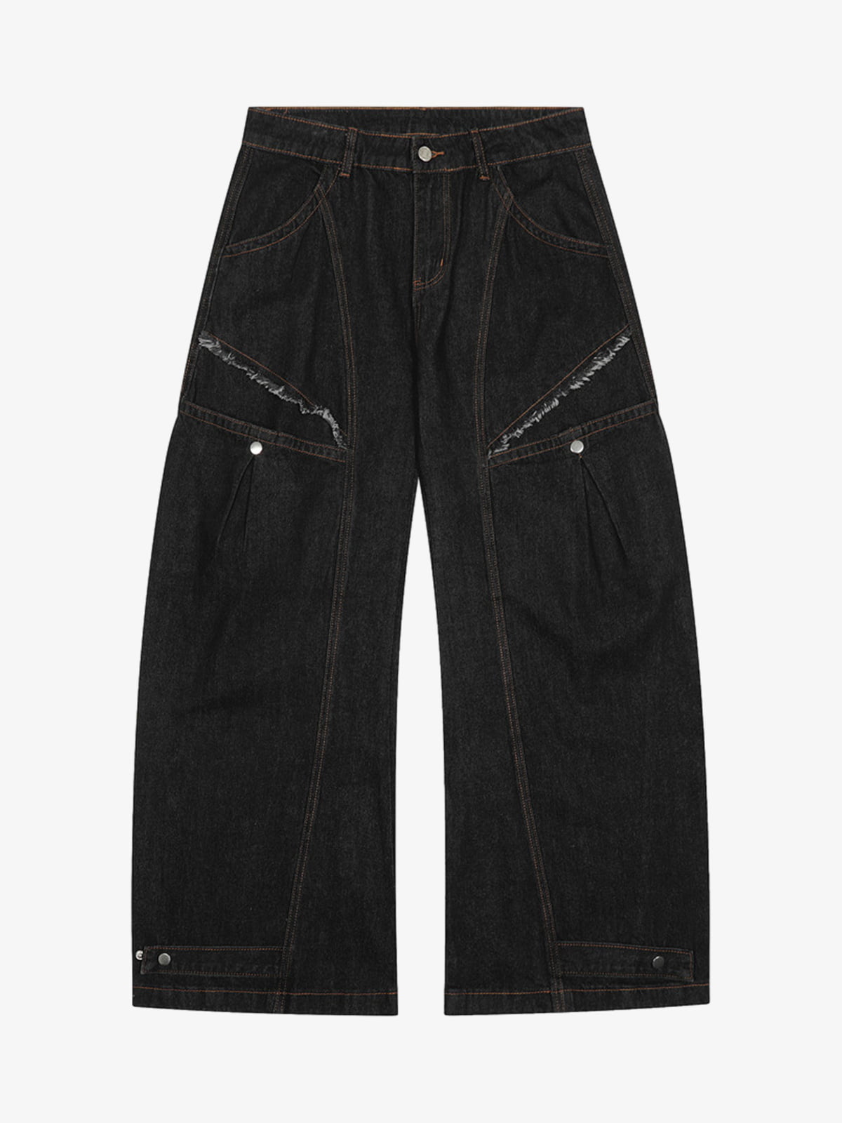Vintage Denim Stitching Deconstructed Work Barrel Jeans