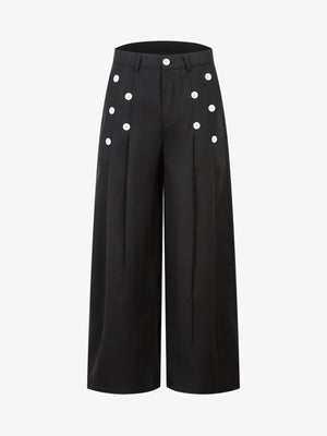 Double-Button Design Pleated Suit Casual Pants - thumbnail 2