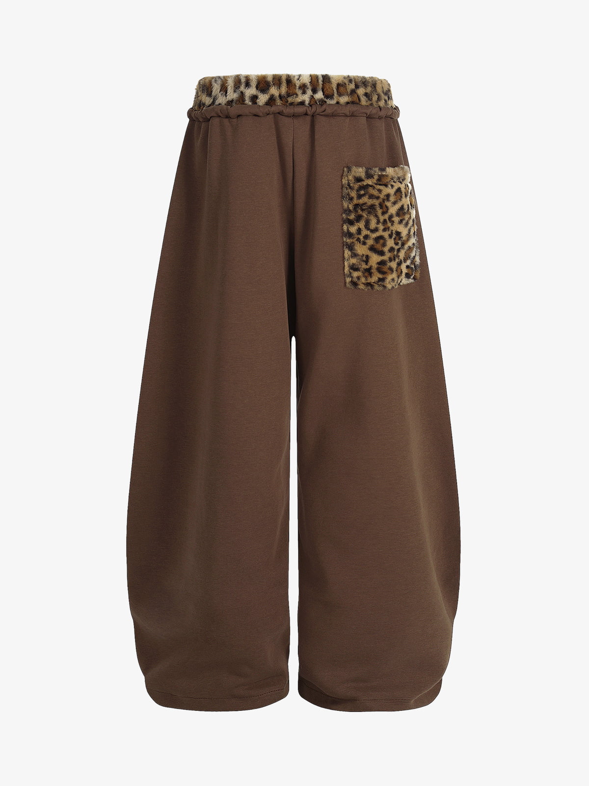 Retro Double-Waist Leopard Patch Barrel Pants - image 5