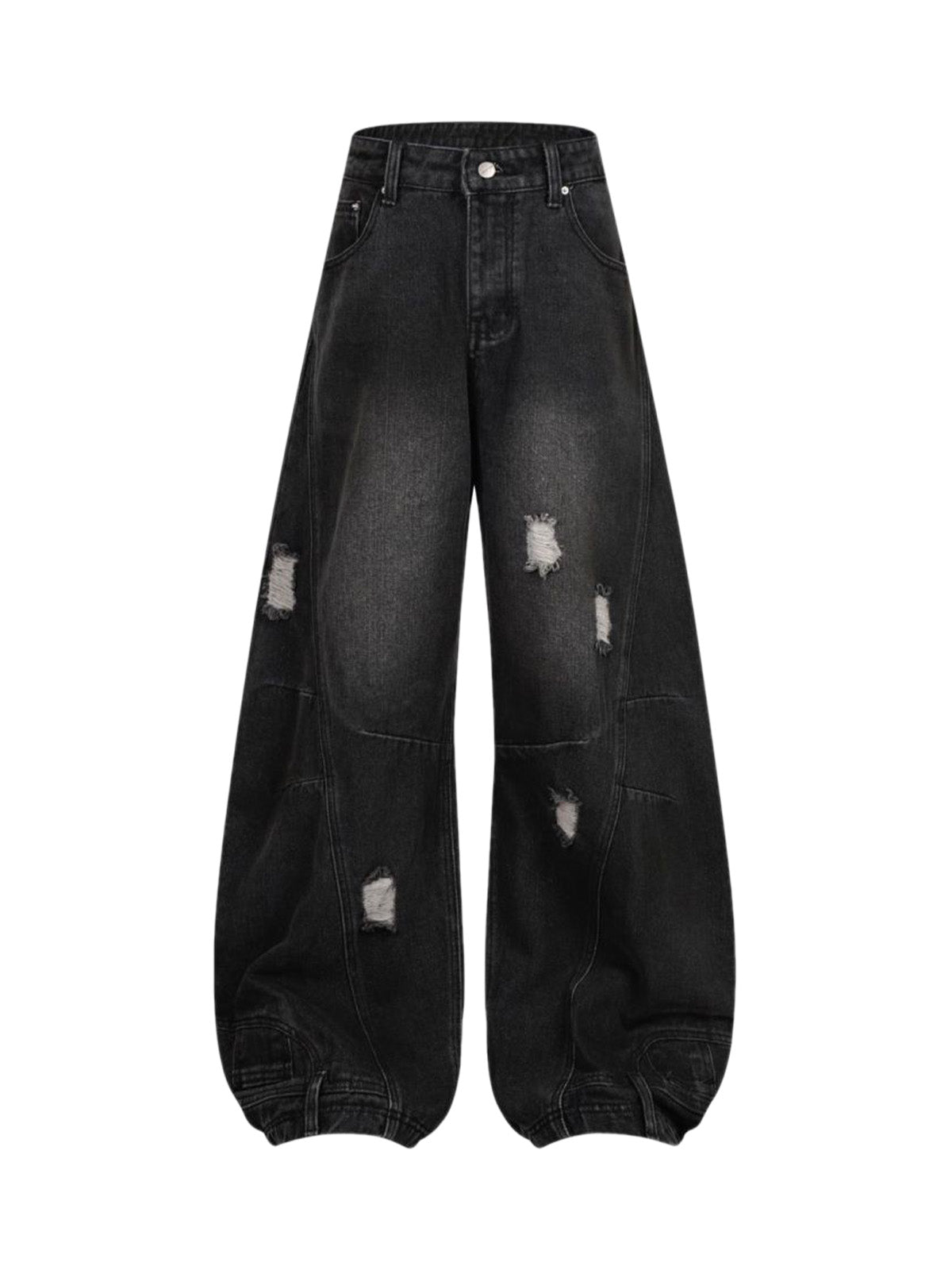 Washed Distressed Jeans Wide Leg Streetwear Fit - 10604
