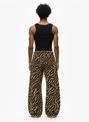 Zebra print pants – full body on model back | XoKool