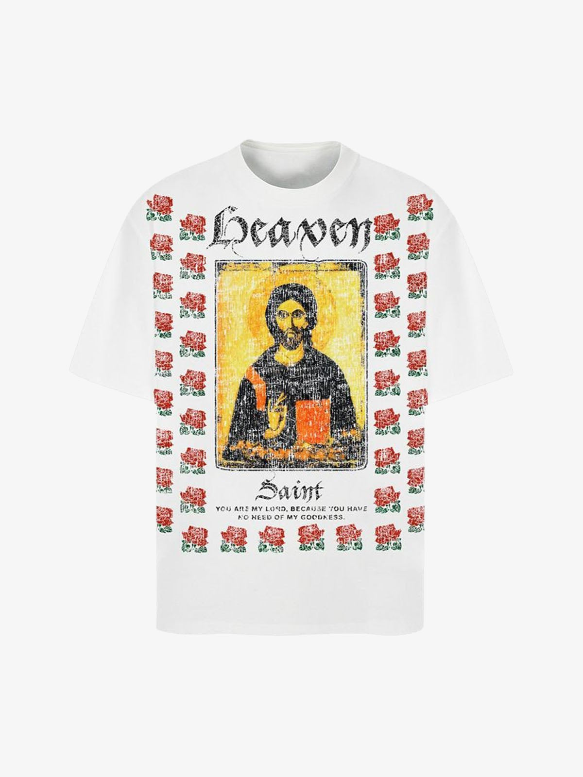Jesus Icon Rose Graphic Tee in White – White, front view | XoKool
