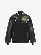Retro Floral Embroidery Baseball Jacket