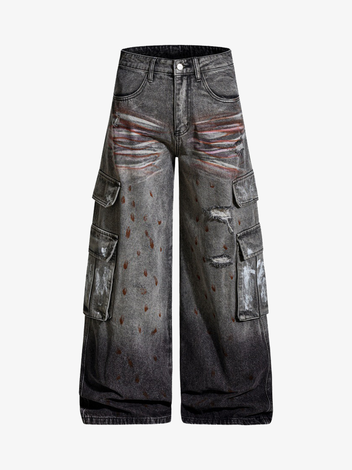 Wasteland Heavy Washed Distressed Tie-Dye Work Jeans