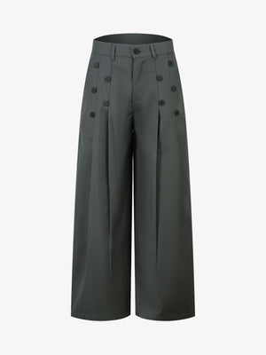Double-Button Design Pleated Suit Casual Pants - thumbnail 1