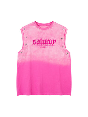 Washed Heavy-duty Letter Embroidered Waistcoat - thumbnail 3