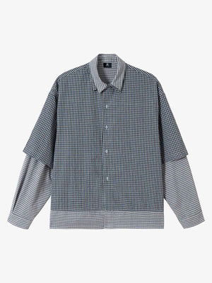 Double-layered Plaid Deconstructed Shirt - thumbnail 3