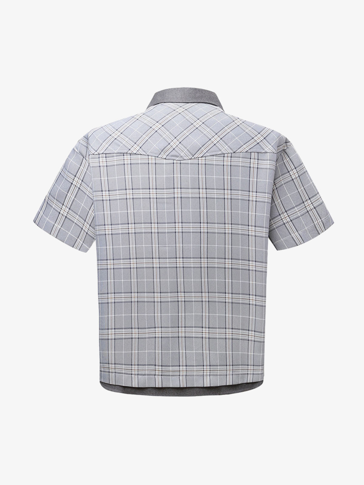 Faux Two-piece Pearl Button Plaid Short-Sleeved Shirt - image 3