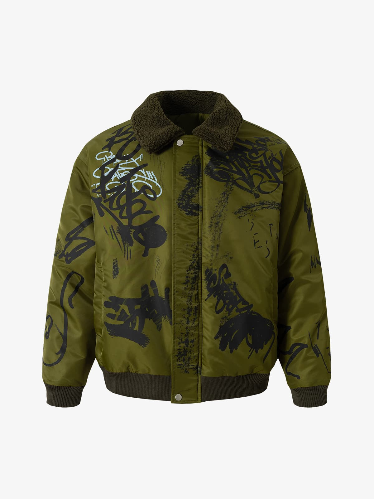 Street Graffiti Lamb Collar Flight Cotton Jacket