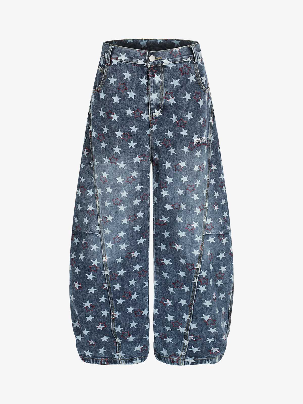 Vintage Star Embroidered Barrel Jeans