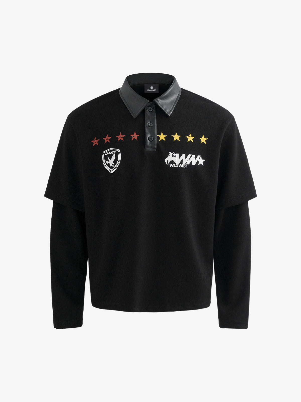 Motorcycle Style Lapel Polo Long Sleeve T-Shirt