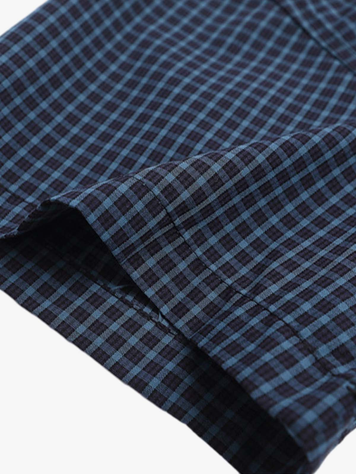 Tie Contrast Stitching Casual Plaid Shirt - image 5