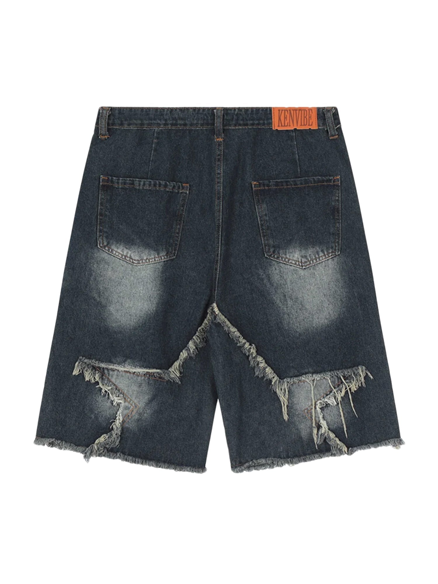 Pentagram Patch Denim Shorts Streetwear Style - 10001