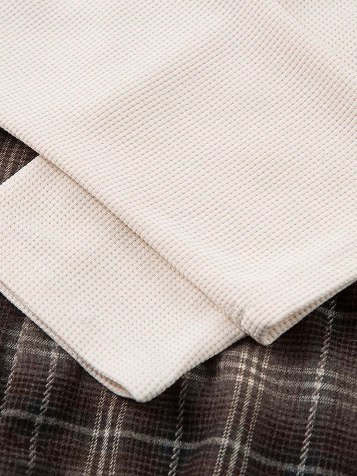 Cotton Street Distressed Plaid Faux Two-Piece Shirt - image 6