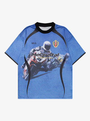 Motorcycle Racing Character Print Short-Sleeved T-Shirt - thumbnail 8