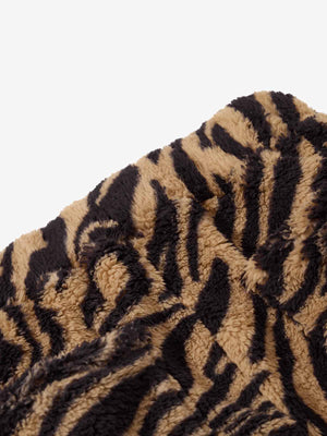Zebra print pants – sherpa waistband close-up | XoKool