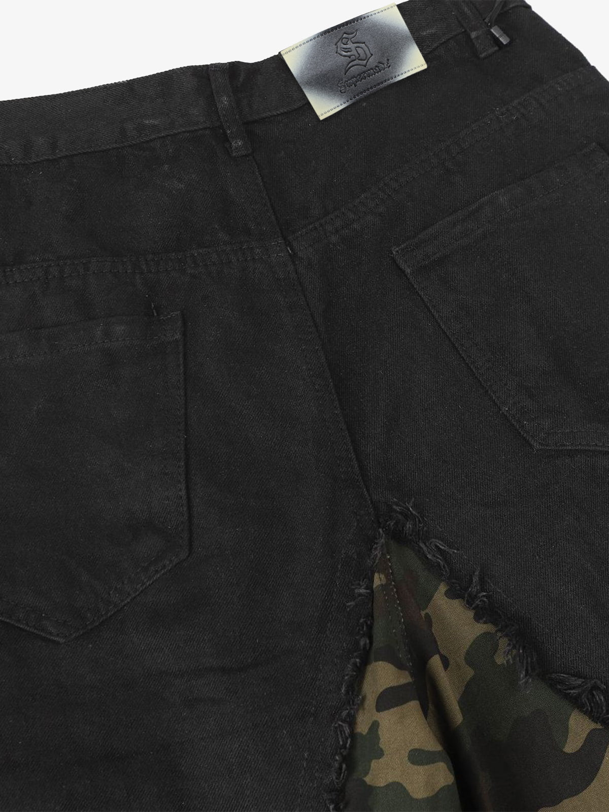 Retro Camouflage Faux Two-Piece Detachable Patchwork Pants - image 10
