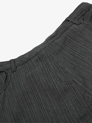 Striped Textured Reverse Pocket Pants - thumbnail 5