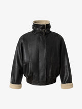 Vintage Shearling Collar Quilted Leather Jacket