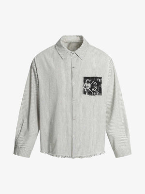Street Dark Print Striped Long Sleeve Shirt - thumbnail 1