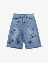 Retro Fun Graffiti Denim Jorts