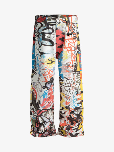 High Street Digital Print Graffiti Wide-Leg Jeans