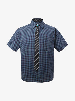 Tie Contrast Stitching Casual Plaid Shirt - thumbnail 1