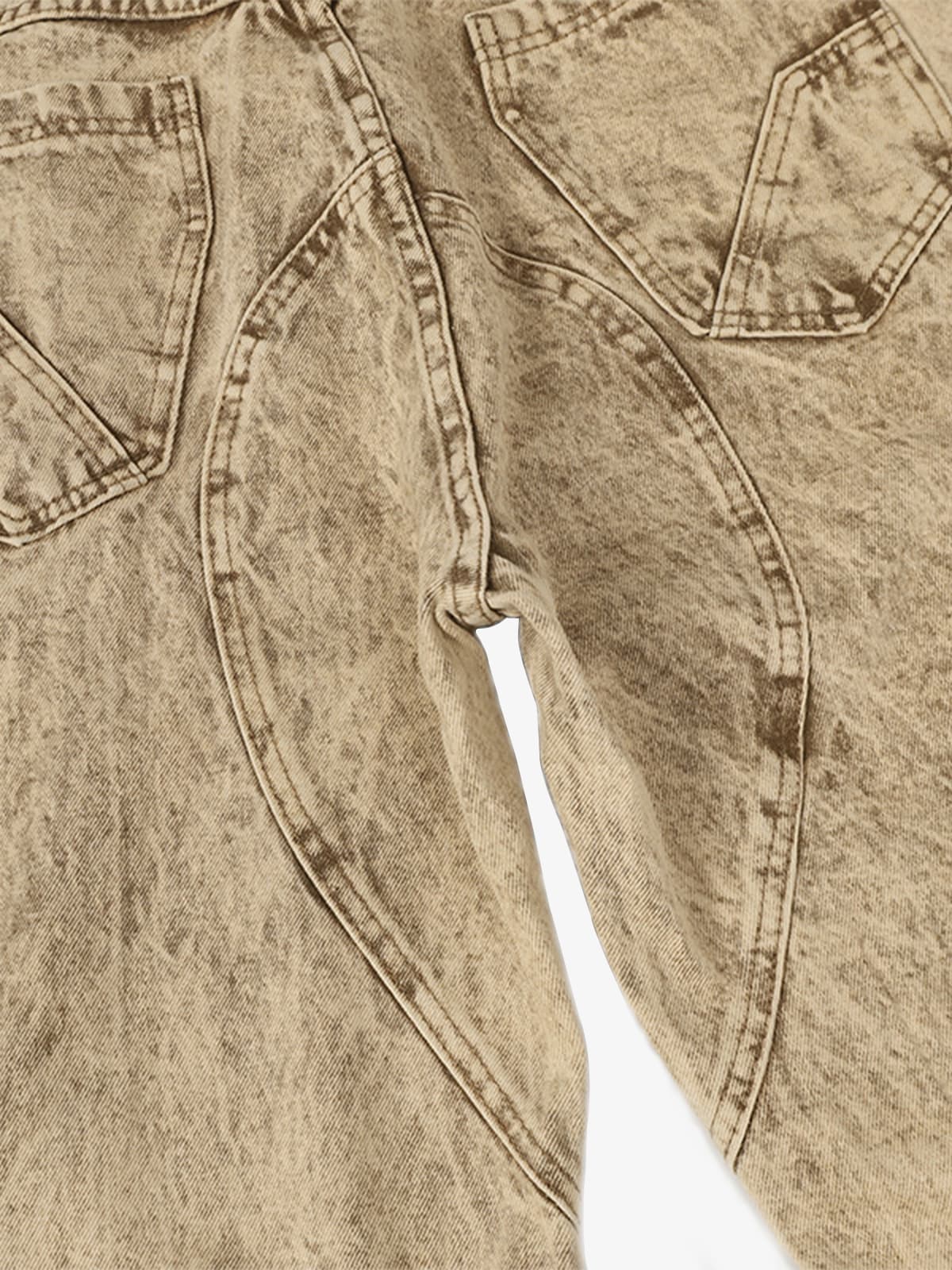Acid Wash Moto Jeans – Back seam panel close-up | XoKool