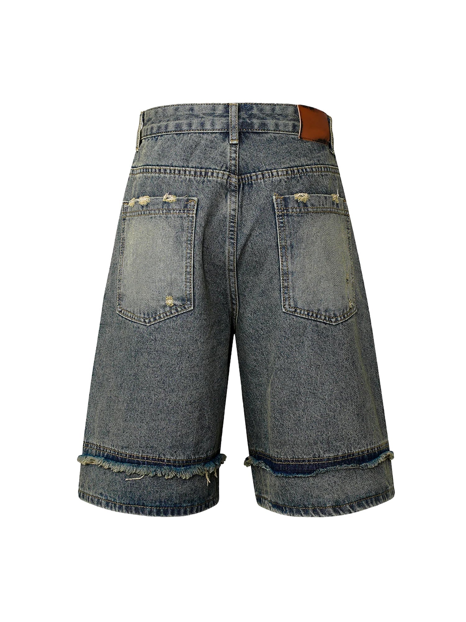 High Street Washed Distressed Denim Shorts Streetwear Style - 10002