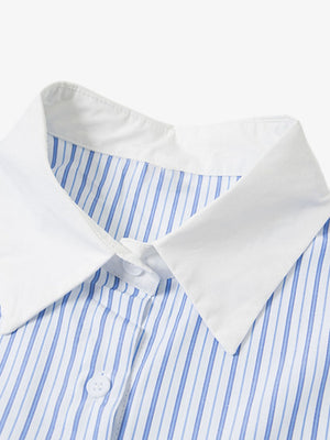 Retro Contrast Flocked Striped Long Sleeve Shirt - thumbnail 5