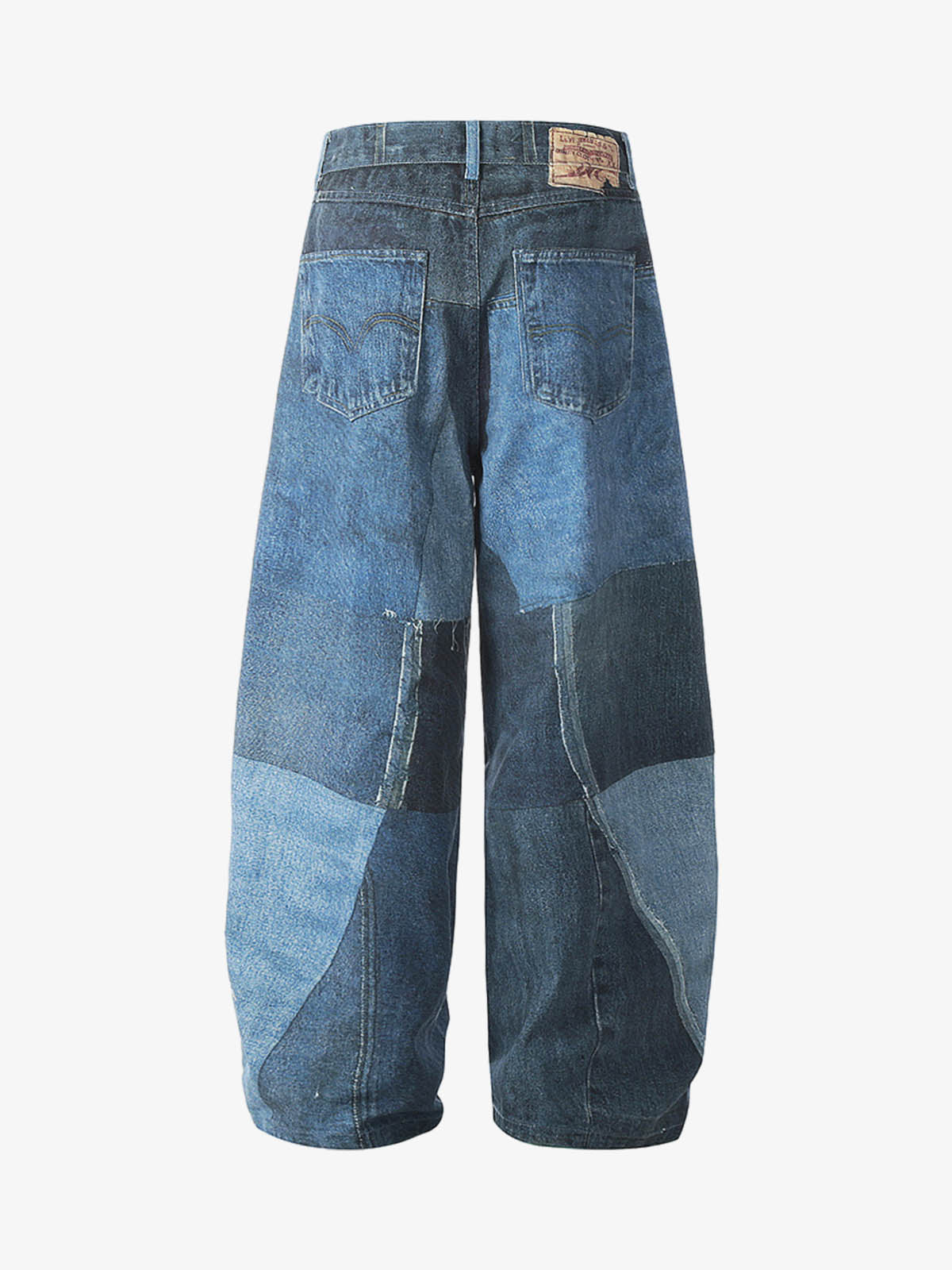 Vintage Patchwork Ripped Barrel Jeans