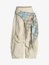 Contrast Graffiti Plaid Decorative Patchwork Loose Casual Pant