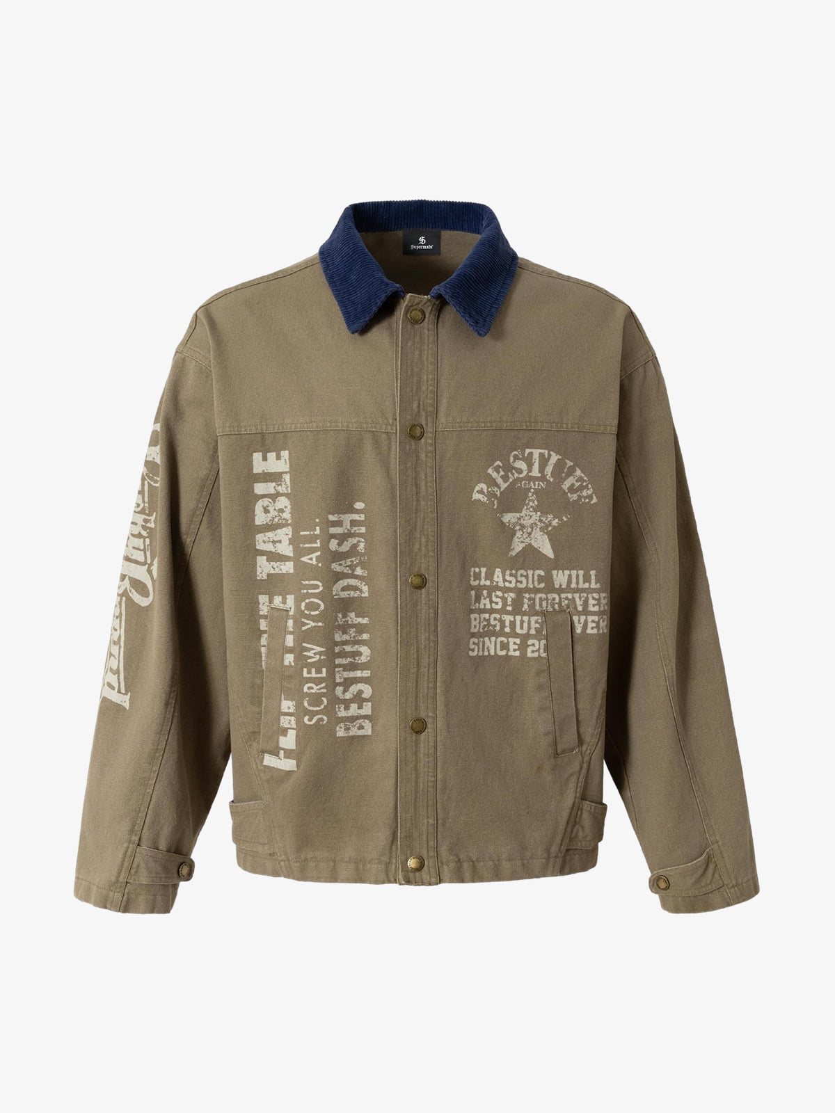 High Street Patchwork Collar Printed Work Jacket