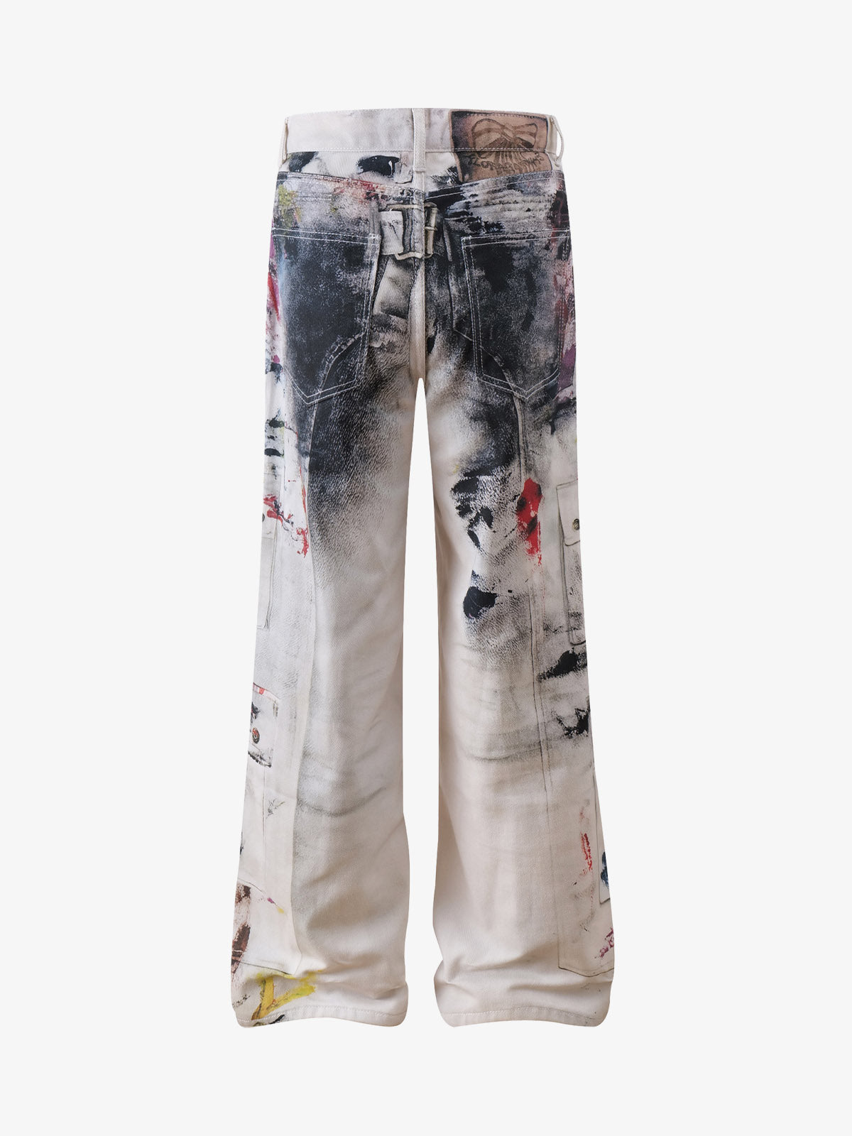 High Street Washed Distressed Inkjet Graffiti Jeans