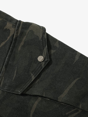 Vintage Camouflage Print Multi-Pocket Cargo Barrel Pants - thumbnail 7