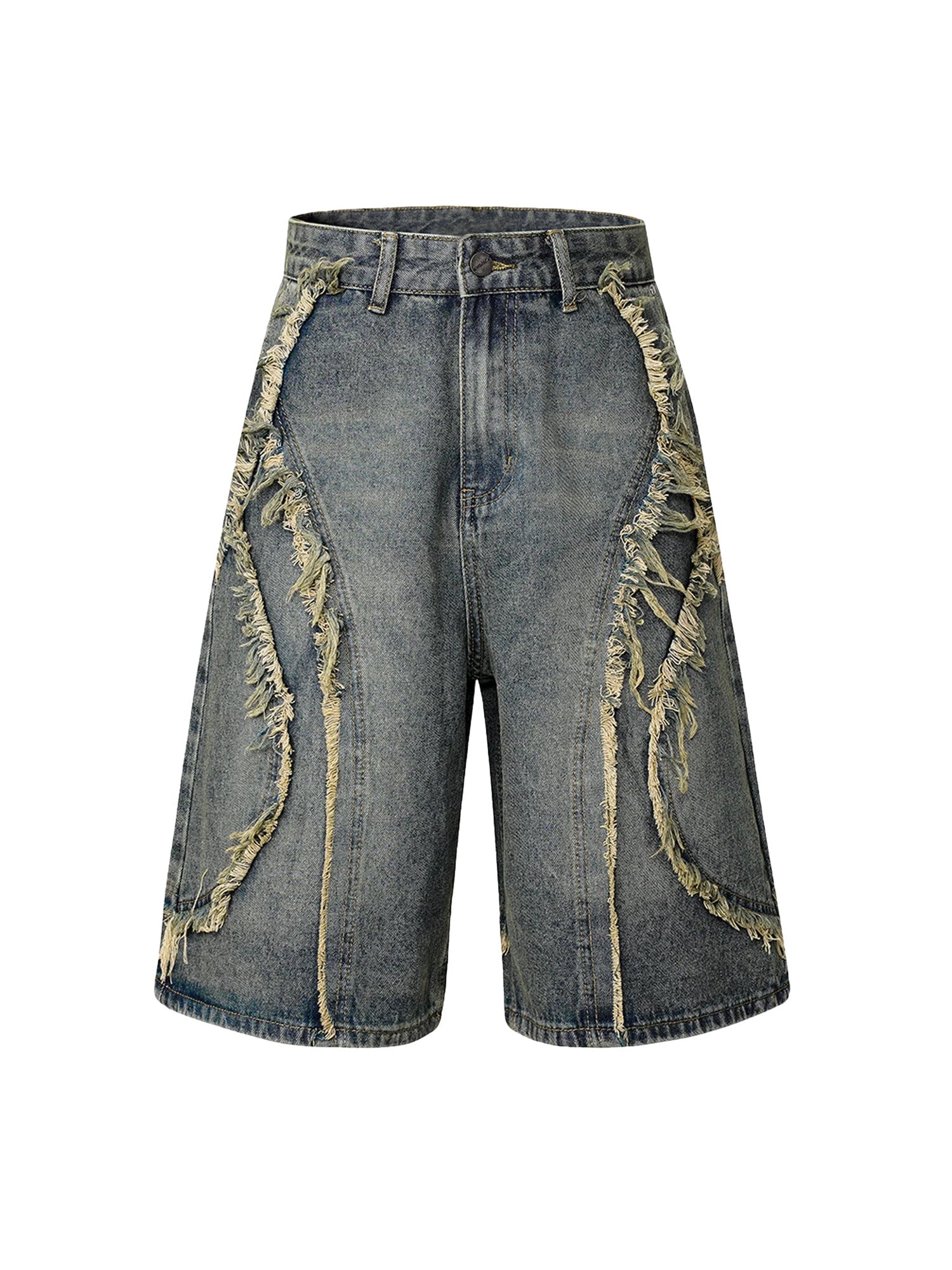 High Street Washed Distressed Denim Shorts Streetwear Style - 10002