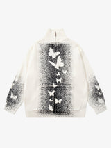 Street Dark Phantom Butterfly Stand-Collar Knit Cardigan Sweater
