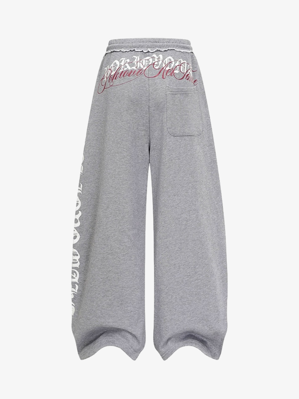 Retro Letter Print Drawstring Straight-Leg Wide Pants - image 4