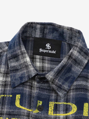 Yellow Plaid Letter Print Shirt - thumbnail 5
